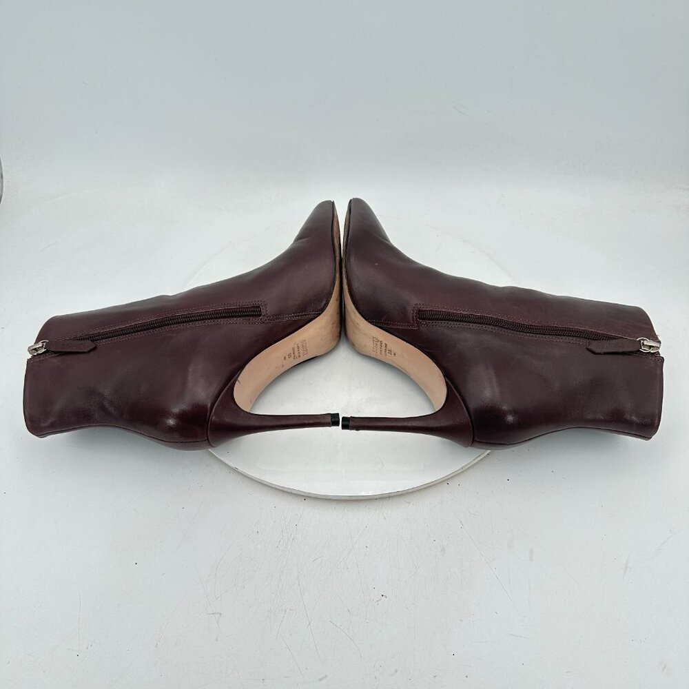 Schutz Women Size 9B Dark Brown Leather Side Zip Pointed Toe Ankle Heel Boot - Picture 6 of 11